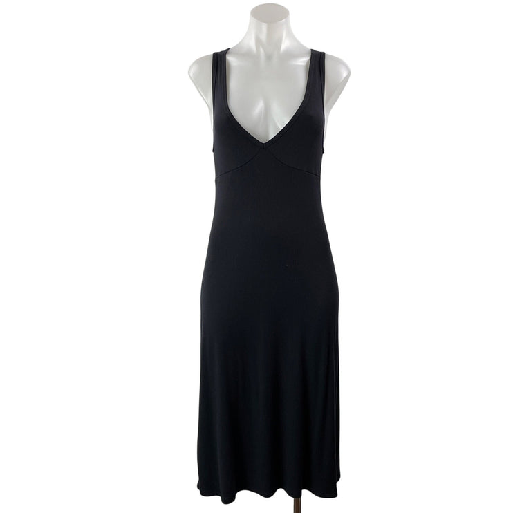 Aritzia Wilfred Free Women's Black Sleeveless Ribbed Knit Tank Midi Dress Size M