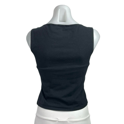 Reformation Dusk Black Sleeveless Boat Neck Cami Camisole Crop Tank Top Size S