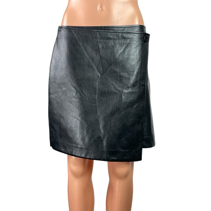 Aritzia Babaton Women's Black Faux Leather Vegan Straight Mini Skirt Size 10