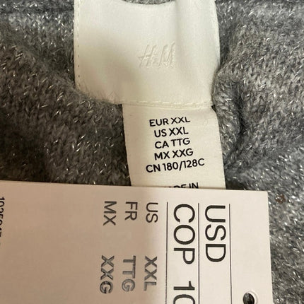 NEW H&M Womens Gray Metallic Sequin Long Sleeve Crew Neck Sweater Top Size XXL