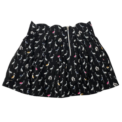 Catimini Girl's Black Hummingbird Pleated Mini Flare Skater A-Line Skirt Size 4