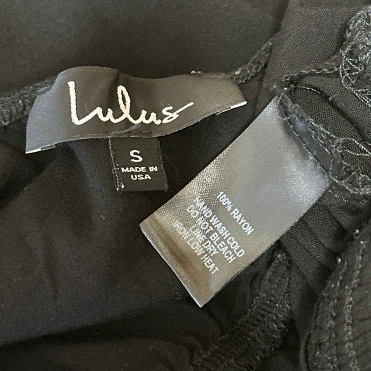 Lulus Learning to Fly Black Halter Sleeveless V Neck Faux Wrap Jumpsuit Size S