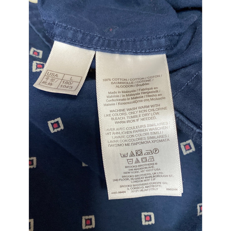 Brooks Brothers Red Fleece Mens Blue Diamond Long Sleeve Button Down Shirt Top L