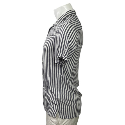 Denim & Flower Ricky Singh Men's Gray Striped Short Sleeve Button Down Shirt S