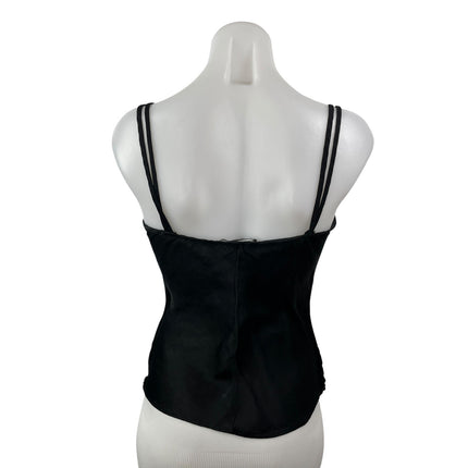 Zara Women's Black Silky Satin Lace Trim Sleeveless Lingerie Tank Camisole Top S