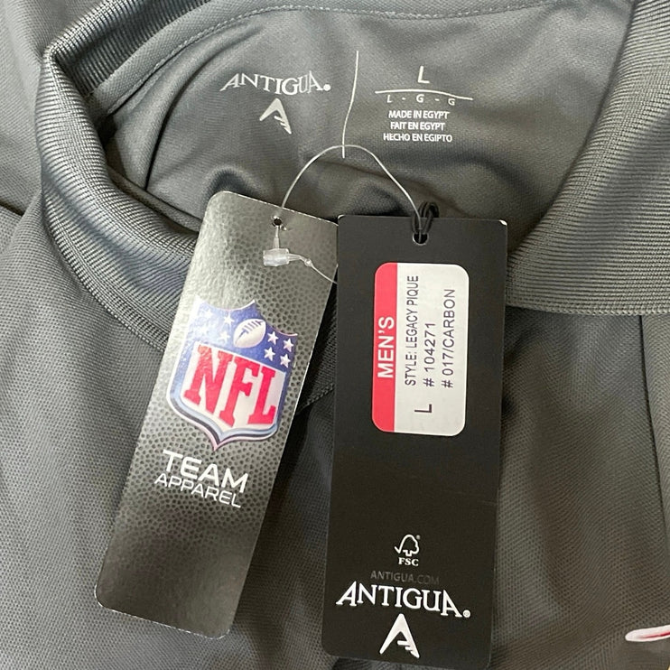 NEW Antigua NFL Team Apparel Men's Gray Short Sleeves Logo Polo Shirt Top Size L