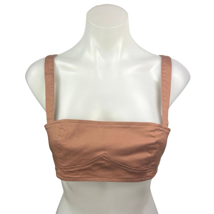 Danielle WeWoreWhat Bernstein Brown Square Neck Adjustable Crop Tank Top Size 0