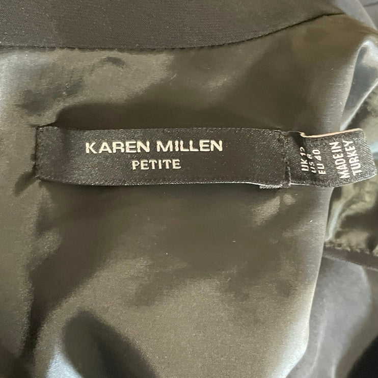 Karen Millen Black Mock Neck Sleeveless Midi Tank Flare A-Line Dress 12 Petite