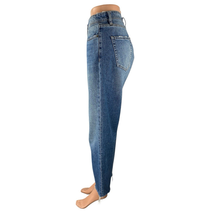 Zara Trafaluc Women's Blue Medium Wash High Rise Straight Denim Jeans Size 8