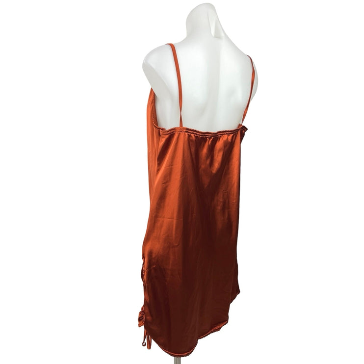 PrettyLittleThing Brown Silky Satin Cowl Neck Short Camisole Tank Dress Size L