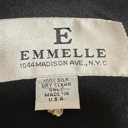 E Emelle Design Black Sleeveless Silk Crepe Scoop Neck Midi Sheath Dress L/XL