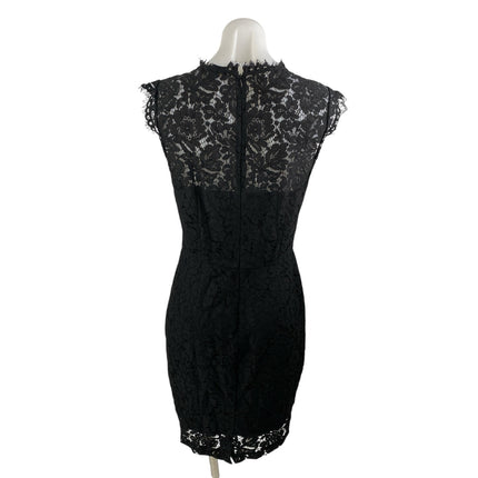 Rachel Zoe Women's Black Floral Lace Sleeveless Midi Bodycon Sheath Dress Size 8