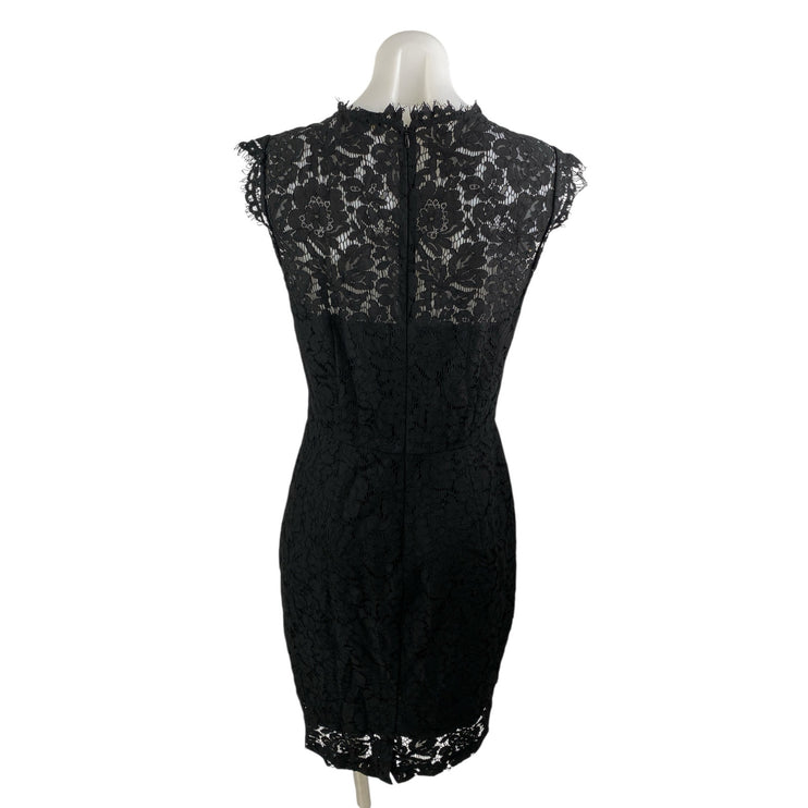Rachel Zoe Women's Black Floral Lace Sleeveless Midi Bodycon Sheath Dress Size 8