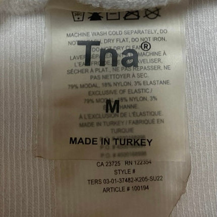 Aritzia TNA Women's White Knit Shorts Sleeve Crew Neck Crop Tee T-Shirt Top Sz M