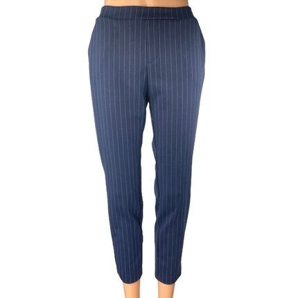 Banana Republic Women's Blue Pinstriped Tapered Skinny Trousers Dress Pants Sz 0