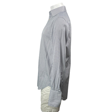 Charles Tyrwhitt Blue White Long Sleeves Striped Button Down Dress Shirt Top 39