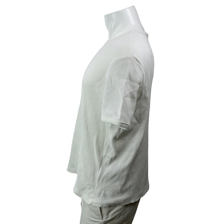 Zara Men's White Short Sleeves Ribbed Textured Crew Neck Tee T-shirt Top Size XL