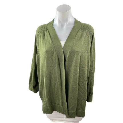 Lane Bryant Women's Green Knit Long Sleeve Open Cardigan Sweater Top Size 22/24