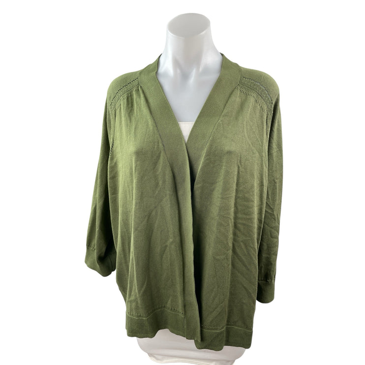 Lane Bryant Women's Green Knit Long Sleeve Open Cardigan Sweater Top Size 22/24