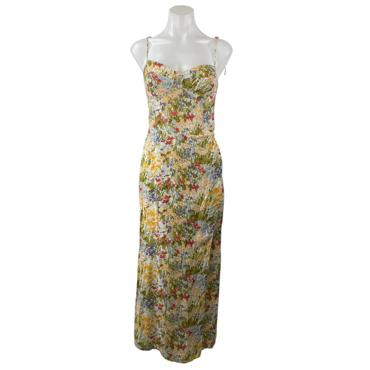 Reformation Kourtney Multicolor Floral Sleeveless Bustier Slit Midi Dress Size 6