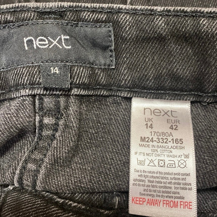 NEXT Women's Black High Waisted Distressed Cutoff Mini Denin Jean Skirt Size 14