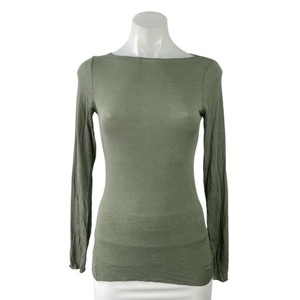 Intimissimi Womens Olive Green Boatneck Long Sleeve Pullover Tee T-shirt Top S