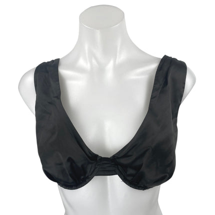 Danielle Bernstein Black Silky Satin Sleeveless Cami Bandeau Crop Tank Top Sz M