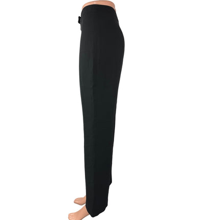 Giorgio Armani Borgo 21 Black 100% Silk Straight High Waist Trousers Pants Sz 40
