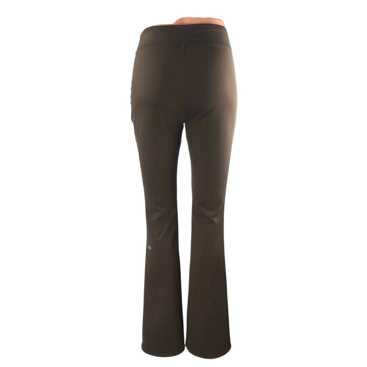 Alo Yoga Airbrush Women's Brown Front Slit Flare Athletic Leggings Pants Size XS