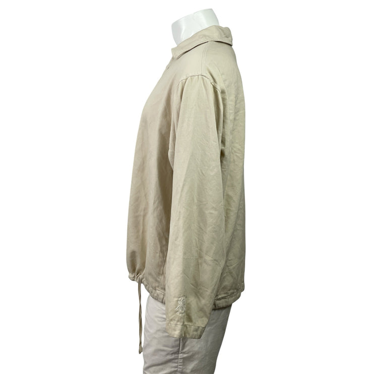 Kith Men's Beige Cream Long Sleeve Tie Hem Collared Polo Sweatshirt Top Size L