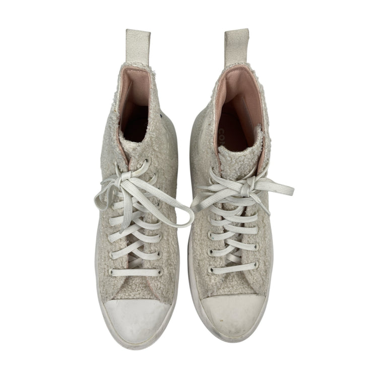 Converse Chuck Taylor All Star White Sherpa High Top Lace Up Sneakers Shoes 10.5