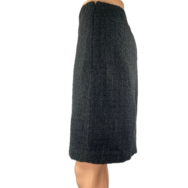 Ann Taylor LOFT Women's Black Tweed High Waist Zipper Mini A-Line Skirt Size 12