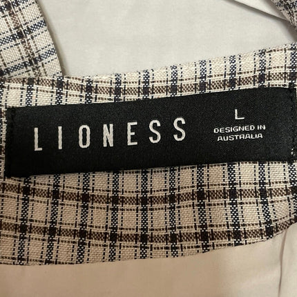 Lioness Kensington Black White Plaid Checkered Draped Front Sash Skort Skirts L