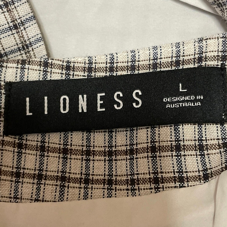 Lioness Kensington Black White Plaid Checkered Draped Front Sash Skort Skirts L