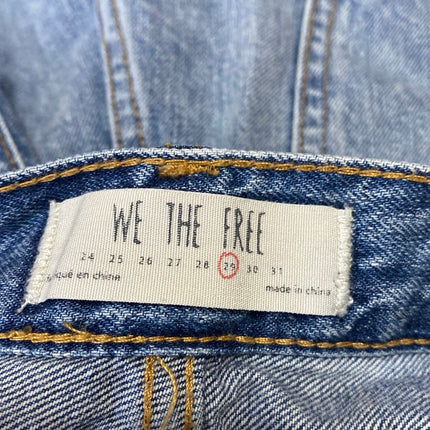Free People We The Free Blue Distressed Cut Off High Rise Denim Jean Shorts 29