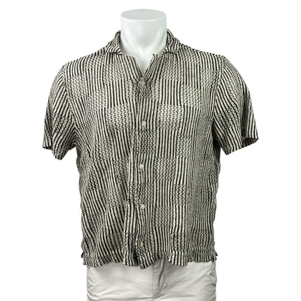 Hollister Boxy Fit Black White Check Open Knit Crochet Button Down Shirt Top S
