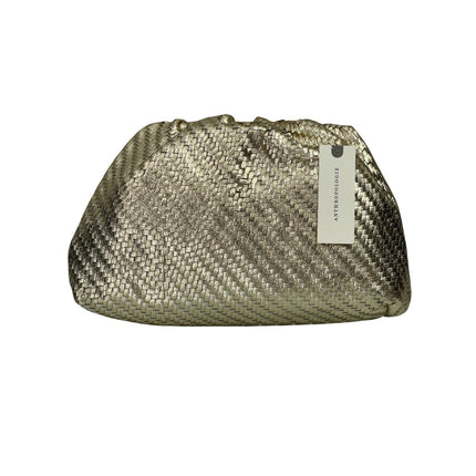 NEW Anthropologie Maeve Frankie Gold Woven Detachable Strap Mini Clutch Purse