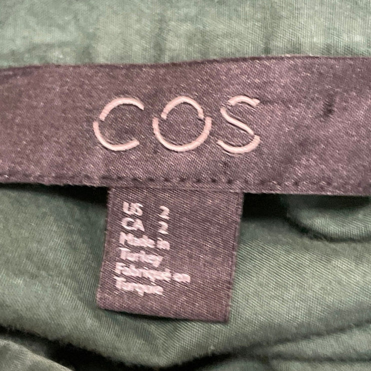 COS Green Sleeveless Cutout Waist Button Down A Line Maxi Shirt Dress Size 2