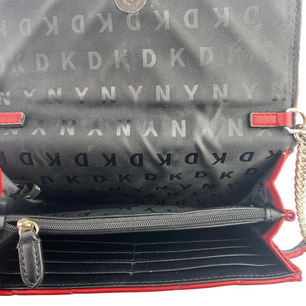 DKNY Veronica WOC Red Leather Quilted Crossbody Wallet Mini Purse Crossbody OS