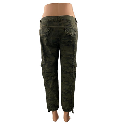 Sanctuary Women's Green Camo Army Mid Rise Tapered Cargo Denim Jeans Size 26