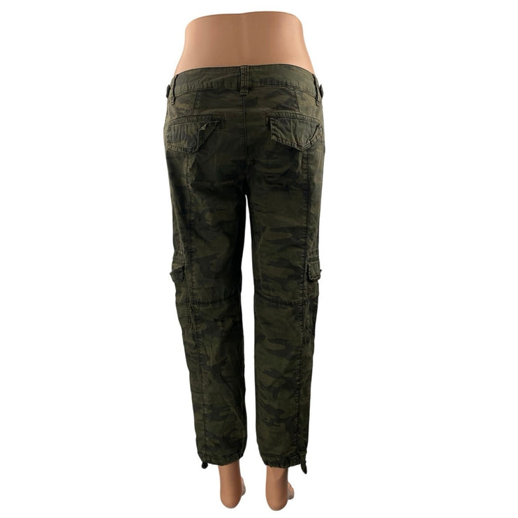 Sanctuary Women's Green Camo Army Mid Rise Tapered Cargo Denim Jeans Size 26