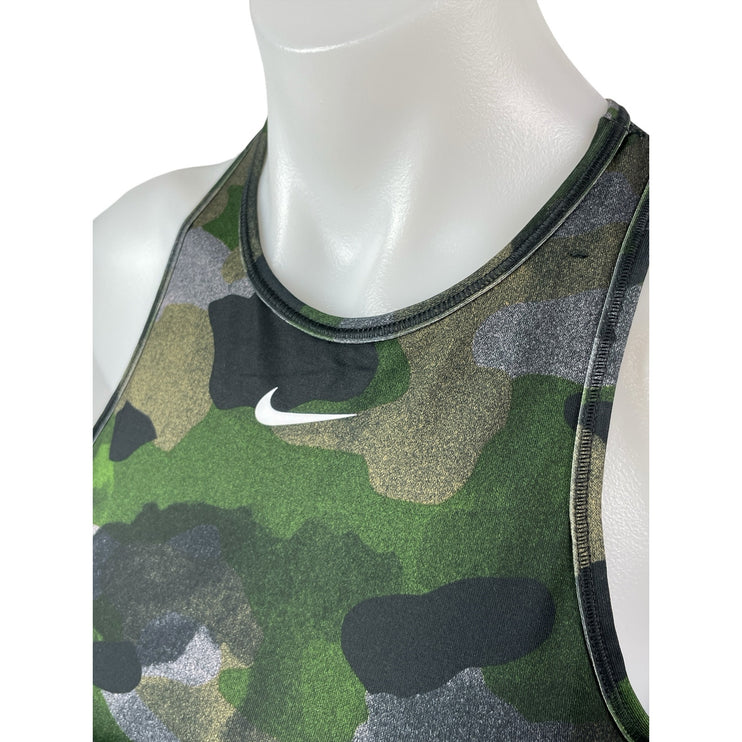 Nike Dri Fit Women's Green Camo Racerback Athletic Sports Bra Crop Top Size M