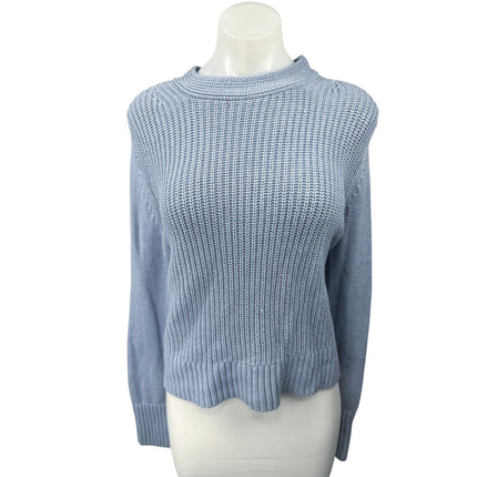 Banana Republic Women's Blue Knit Mock Neck Long Sleeve Sweater Top Size L