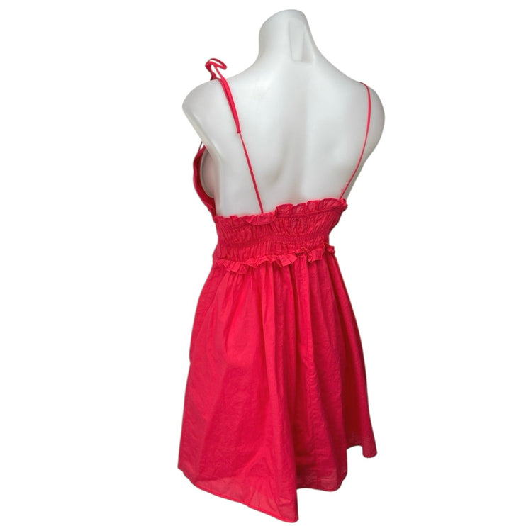 Zara Red Sleeveless V Neck Tie Strap Cami Camisole Tank Fit & Flare Mini Dress S