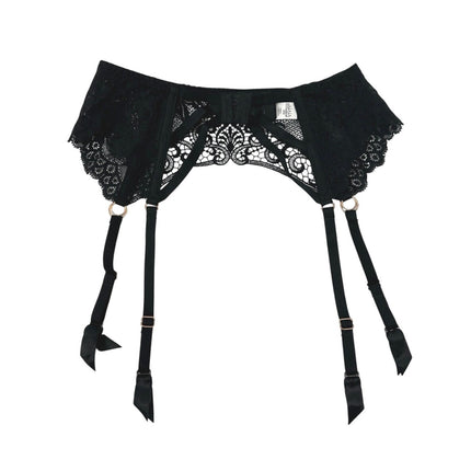 Aubade Women's Black Lace Sheer Corset Garter Belt Waist Cincher Lingerie Size S