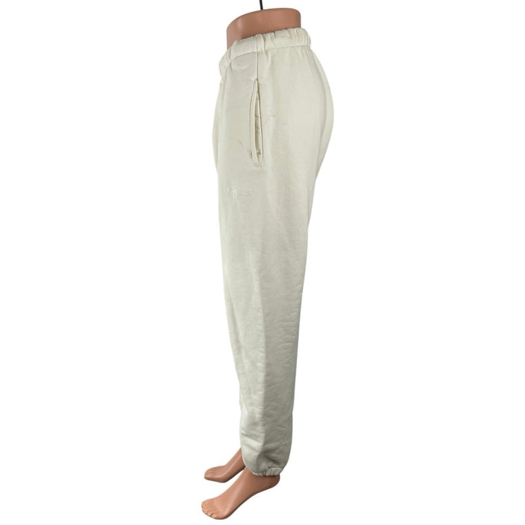 Madhappy Women's White High Rise Fleece Pocket Tapered Jogger Sweat Pants Size S