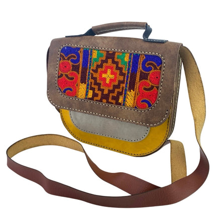 Women's Multicolor Ethnic Aztec Geomtric Faux Suede Crossbody Bag Handbag OS