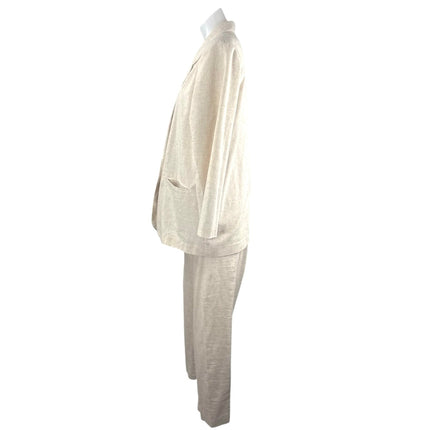 Sag Harbor Beige Linen Blazer Coat Jacket Trousers Pants 2-Piece Suit Set 12/14P