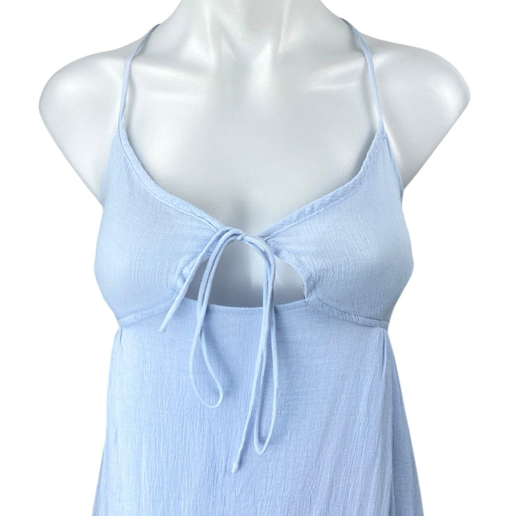 Honey Mango Blue Sleeveless Cutout Tiered Cami Camisole Midi Tank Dress Size L