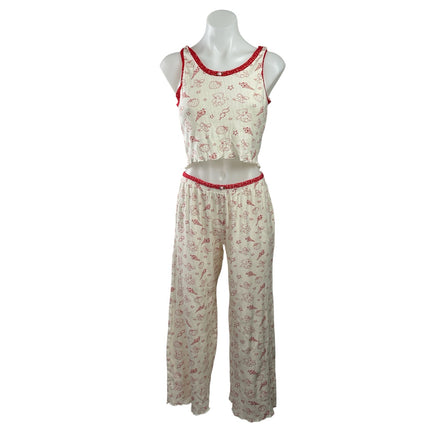 Messy Bun Just Chillin Printed Crop Tank Top & Pants Sleepwear Pajama Set Size M